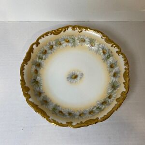 Tressemanes & Vogt France‎ Hand Painted Daisy Floral Gold Accent Bowl